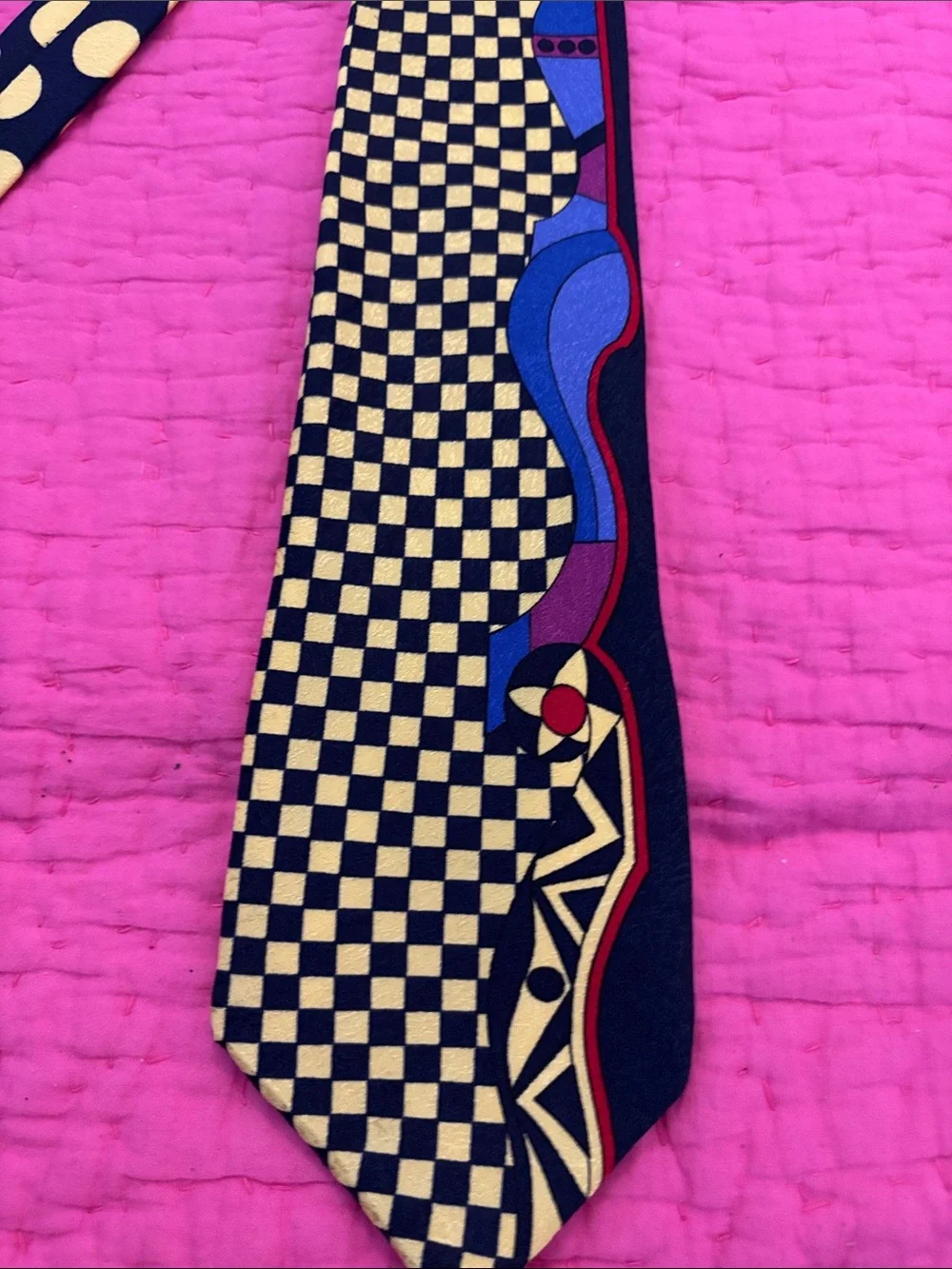 Versace Vibrant Yellow and Blue Patterned Silk Tie